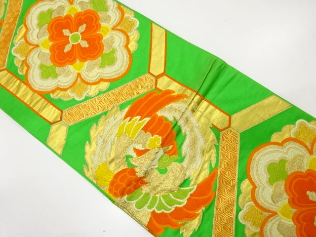 JAPANESE KIMONO / ANTIQUE FUKURO OBI / SILK / WOVEN FLOWER CREST